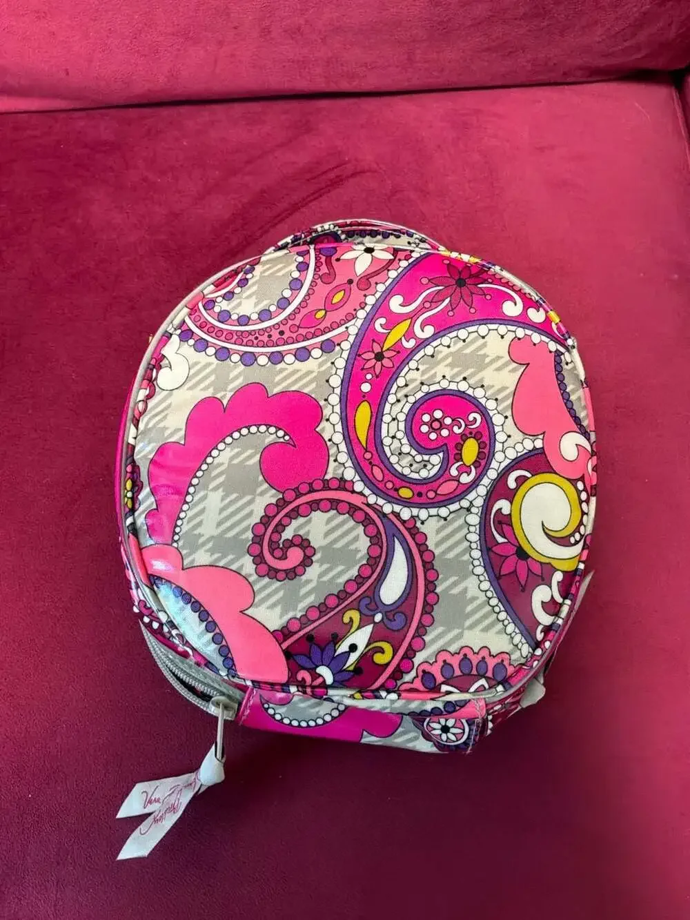 Vera Bradley Paisley Meets Plaid Hatbox Cosmetic Travel Case